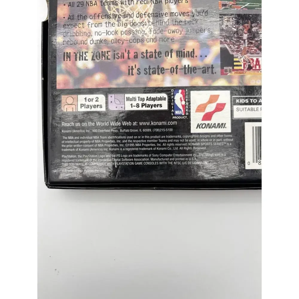 Sony PlayStation 1 PS1 Konami NBA In The Zone CIB Long Box 1996 Tested Works.